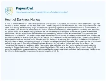 Essay on Heart of Darkness Marlow