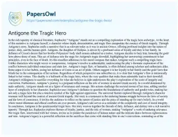 Essay on Antigone the Tragic Hero