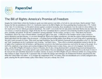 Essay on The Bill of Rights: America’s Promise of Freedom