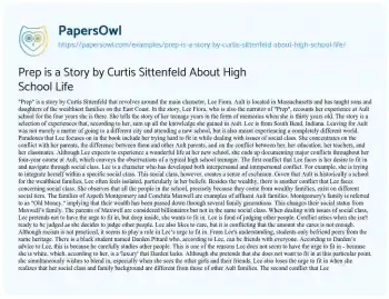 Essay on Prep is a Story by Curtis Sittenfeld about High School Life