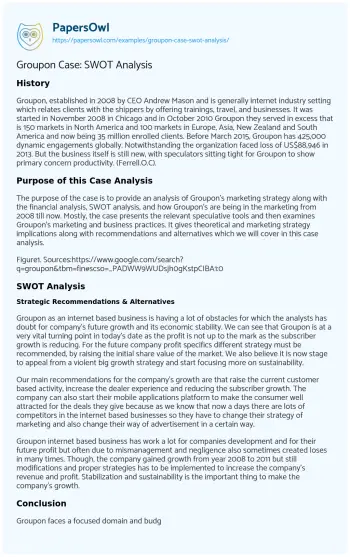 Essay on Analyzing Groupon’s Marketing Strategy: a Comprehensive Review