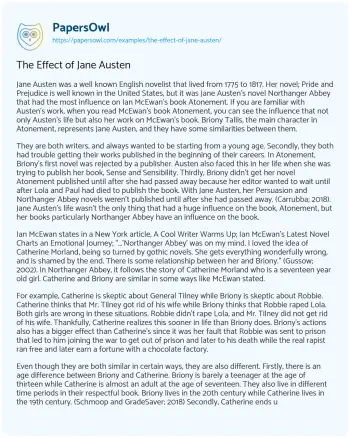 Essay on The Effect of Jane Austen