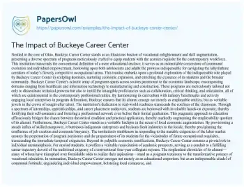 Essay on The Impact of Buckeye Career Center