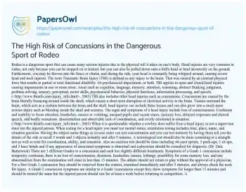 Essay on The High Risk of Concussions in the Dangerous Sport of Rodeo