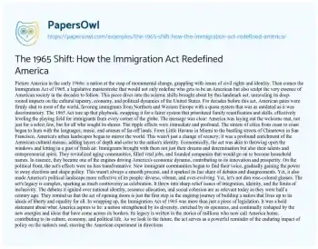 Essay on The 1965 Shift: how the Immigration Act Redefined America