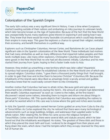 Essay on Colonization of the Spanish Empire