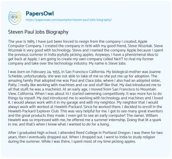 Essay on Steven Paul Jobs Biography