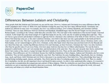 Essay on Differences between Judaism and Christianity