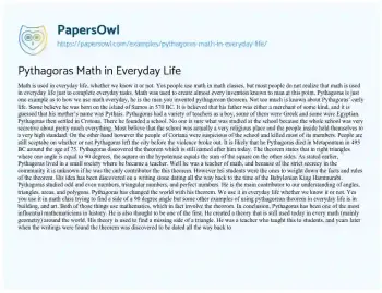 Essay on Pythagoras Math in Everyday Life