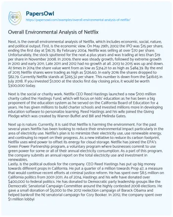 Essay on Overall Environmental Analysis of Netflix