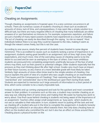 Essay on Cheating on Assignments