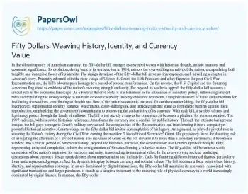 Essay on Fifty Dollars: Weaving History, Identity, and Currency Value