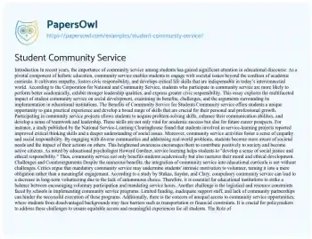 Essay on Student Community Service