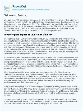 Essay on Children and Divorce