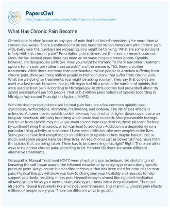 Essay on What has Chronic Pain Become