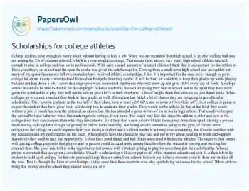 Essay on Scholarships for College Athletes