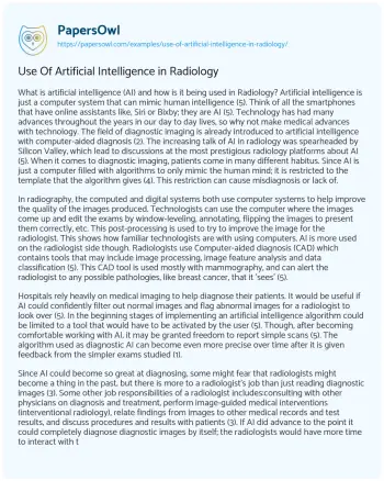 Essay on Use of Artificial Intelligence in Radiology