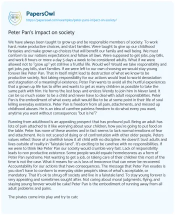 Essay on Peter Pan’s Impact on Society