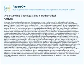 Essay on Understanding Slope Equations in Mathematical Analysis