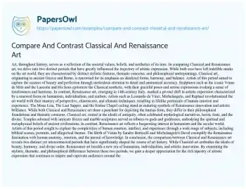 Essay on Compare and Contrast Classical and Renaissance Art