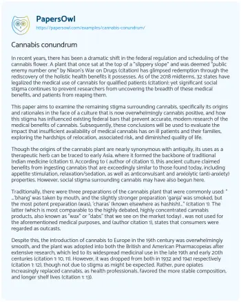 Essay on Cannabis Conundrum