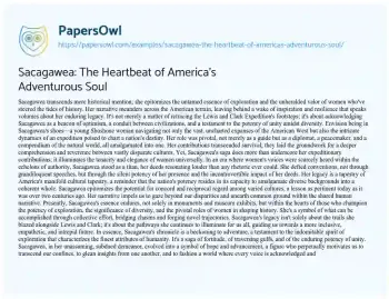 Essay on Sacagawea: the Heartbeat of America’s Adventurous Soul