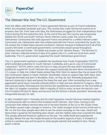 Essay on The Vietnam War and the U.S. Government