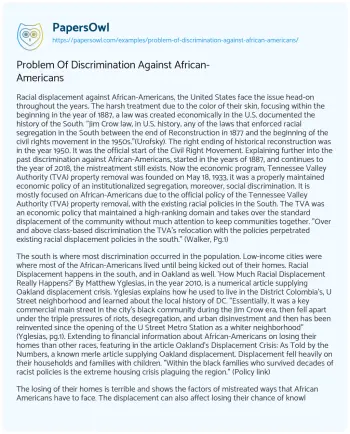 Essay on Problem of Discrimination against African-Americans