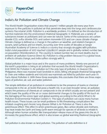 Essay on India’s Air Pollution and Climate Change