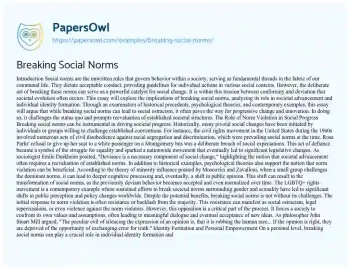 Essay on Breaking Social Norms