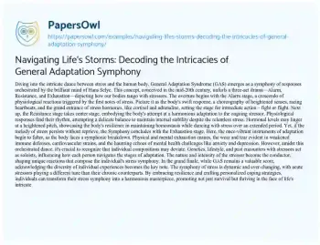 Essay on Navigating Life’s Storms: Decoding the Intricacies of General Adaptation Symphony