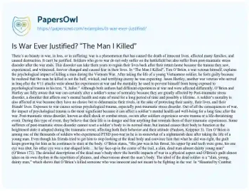 Essay on Is War Ever Justified? “The Man i Killed”