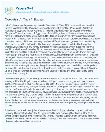 Essay on Cleopatra VII Thea Philopator