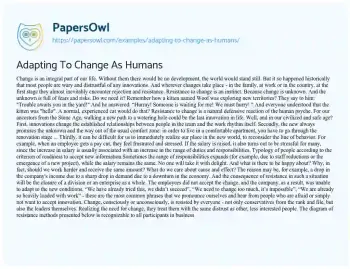 Essay on Adapting to Change as Humans