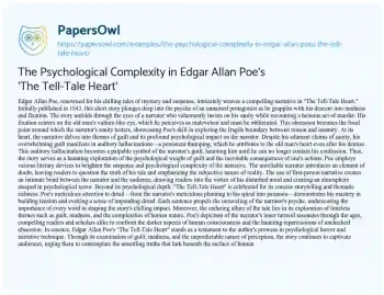 Essay on The Psychological Complexity in Edgar Allan Poe’s ‘The Tell-Tale Heart’