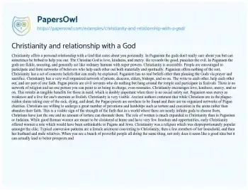 Essay on Christianity and Relationship with a God