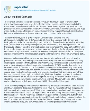 Essay on About Medical Cannabis