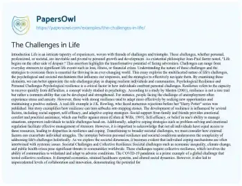 Essay on The Challenges in Life