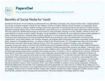 Essay on Benefits of Social Media for Youth