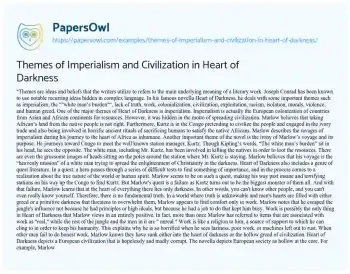 Essay on Themes of Imperialism and Civilization in Heart of Darkness