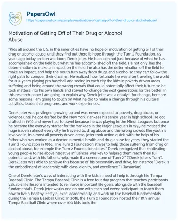 Essay on Drug Addiction Recovery Motivation