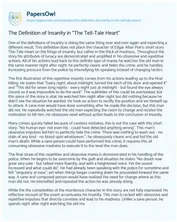 Essay on The Definition of Insanity in “The Tell-Tale Heart”