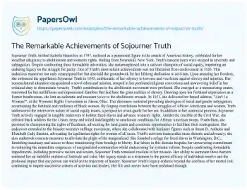 Essay on The Remarkable Achievements of Sojourner Truth