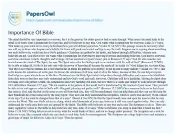 Essay on Importance of Bible