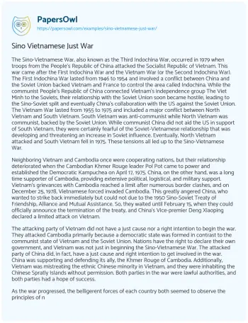 Essay on Sino Vietnamese Just War