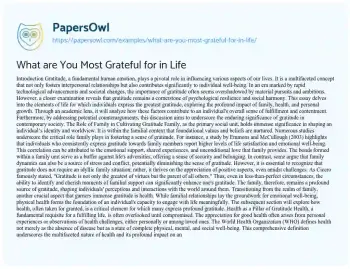 Essay on What are you most Grateful for in Life