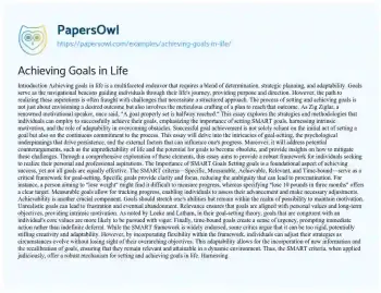 Essay on Achieving Goals in Life