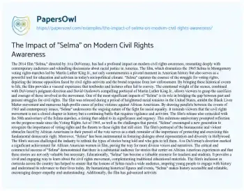 Essay on The Impact of “Selma” on Modern Civil Rights Awareness