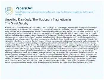 Essay on Unveiling Dan Cody: the Illusionary Magnetism in the Great Gatsby