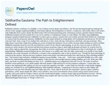 Essay on Siddhartha Gautama: the Path to Enlightenment Defined